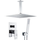 Recessed shower single handle ceiling mounted square chrome with hollow lever two way 25cm Tormes by Valaz