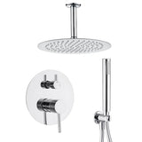 Recessed shower single handle ceiling mounted round finish lever luxury chrome Ofin by Valaz