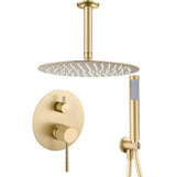 Built-in shower single handle ceiling round luxury matte gold lever finish PVD protection 30 cm Torina by Valaz