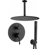 Shower recessed single handle ceiling mounted round with matte black finish Ofin by Valaz