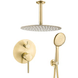 Recessed ceiling mounted round shower single-handle brushed gold with wide lever 25cm Cabriel by Valaz