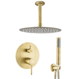 Shower recessed single handle ceiling round antique gold 25cm Júcar by Valaz