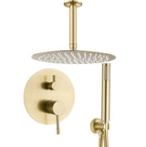 Shower recessed single handle ceiling round lever luxury brushed gold Ofin by Valaz