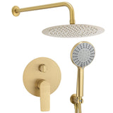 Ducha empotrada a pared redonda de 2 vías con rociador de 25 cm en oro mate y PVD Vaca de Valaz