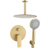 Round recessed shower single handle matte gold ceiling mounted Vaca by Valaz
