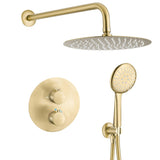 Built in thermostatic two way shower round wall brushed gold 20cm Cabriel by Valaz