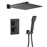 Douche encastrée thermostatique murale carrée noir mat 40 cm Eresma de Valaz