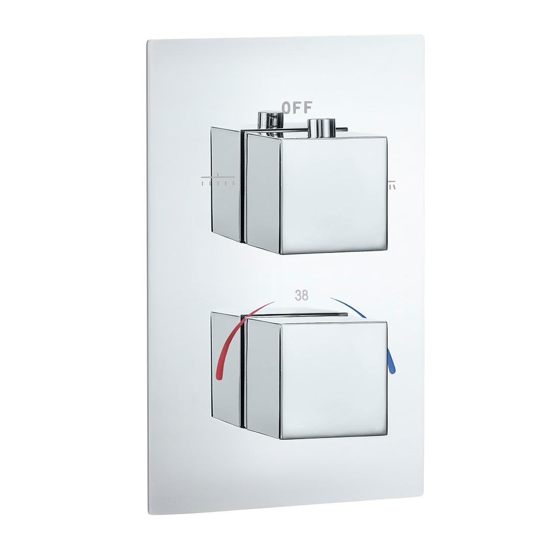 Ducha empotrada termostática cuadrada cromada de 30 cm con soporte a pared Eresma de Valaz 6