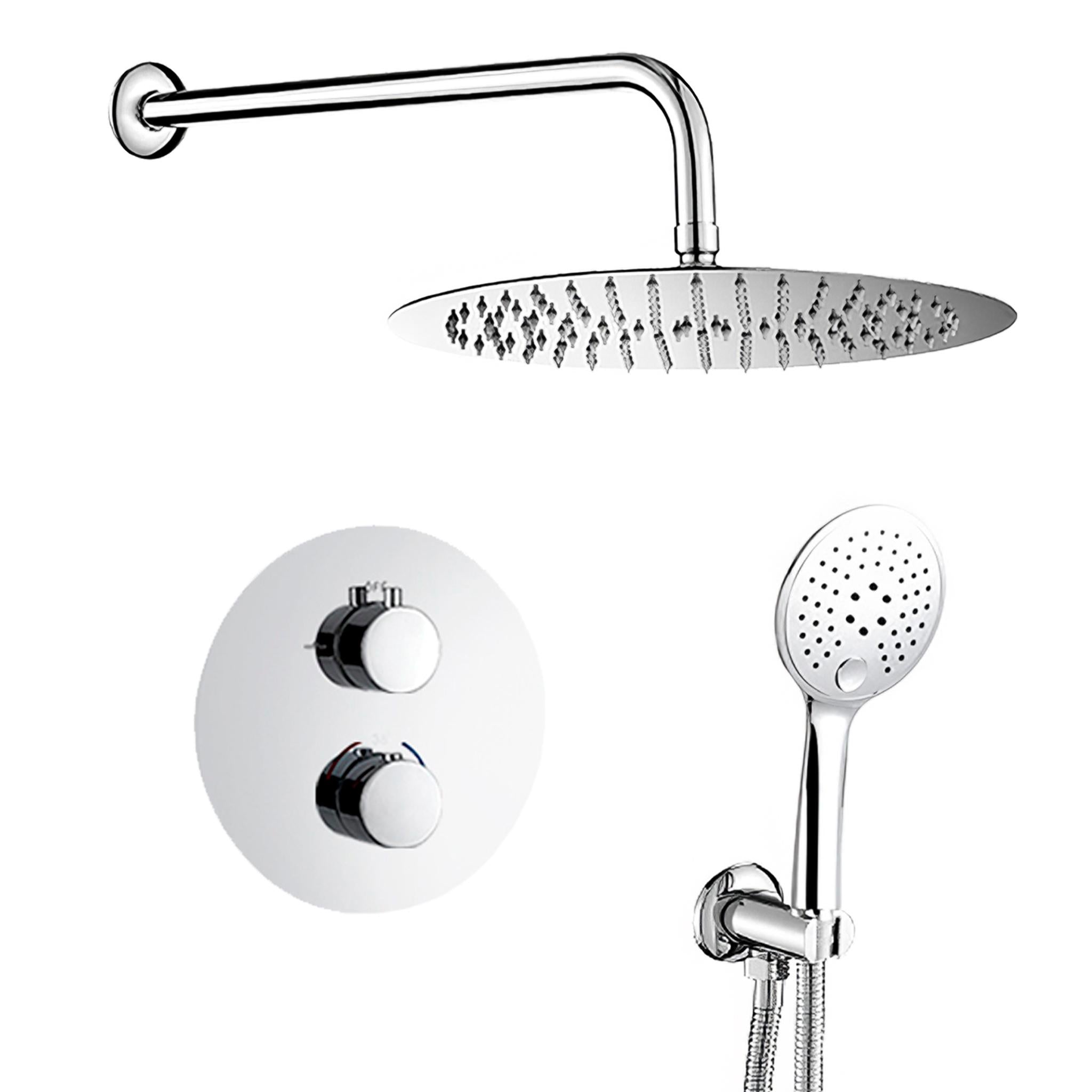 Ducha empotrada termostática pared redonda cromada 20 cm Cabriel de Valaz 0