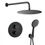 thermostatic recessed wall mounted shower round matte black 25cm Cabriel by Valaz