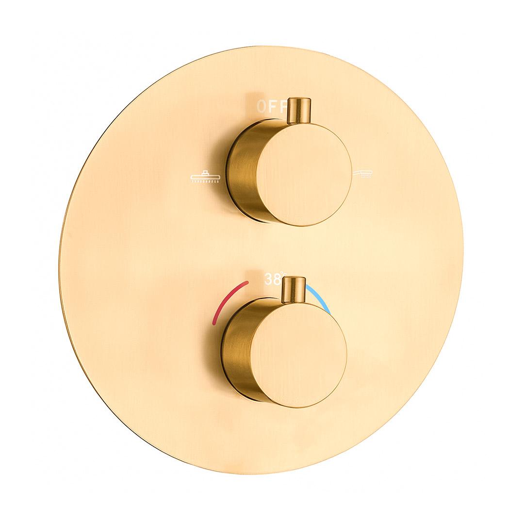 Ducha empotrada termostática pared redonda oro mate con protección PVD 20cm Cabriel de Valaz 4