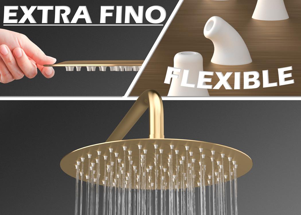 Ducha empotrada termostatica pared redonda oro mate proteccion PVD 25cm Jucar de Valaz 6