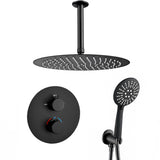 Recessed thermostatic shower ceiling round matte black 25 cm Cabriel by Valaz