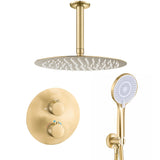 Thermostatic recessed ceiling round matte gold shower with PVD protection Cabriel by Valaz