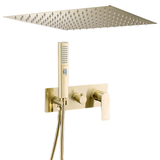 Douche encastrée à commande unique à deux voies à ras du plafond doré brossé Miño de Valaz