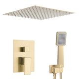 Recessed shower single handle flush to ceiling square brushed gold 30x30 cm Eresma by Valaz