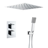Thermostatic recessed ceiling square chrome shower 40 cm Eresma by Valaz