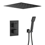 Recessed thermostatic shower ceiling flush square matte black 40cm Eresma by Valaz