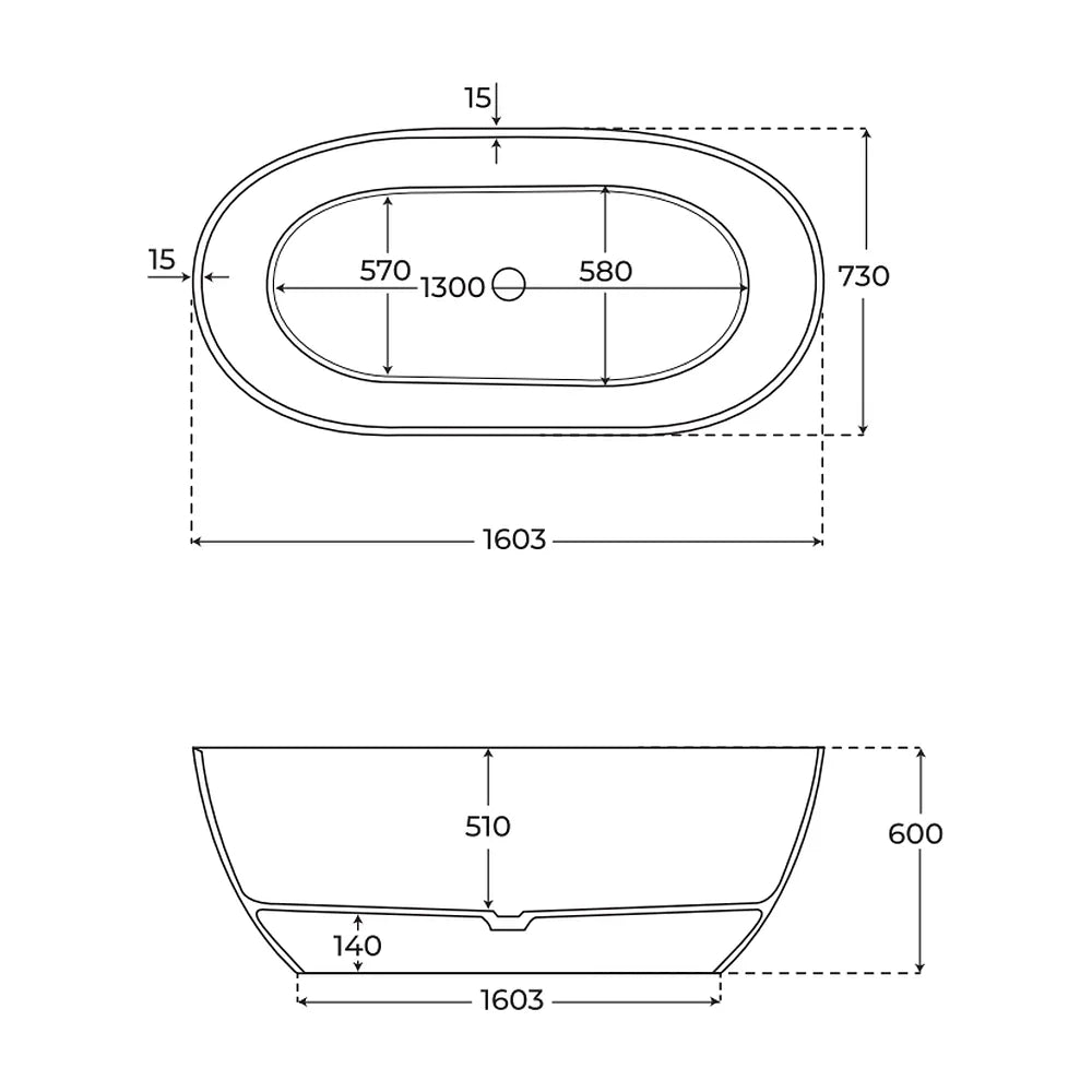Bañera Exenta Malaiu Fossil Natura Blanco Mate - Vista 4