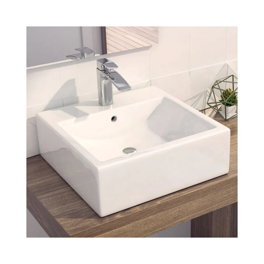 Lavabo Sobre Encimera Dama Fossil Natura Blanco Brillo - Vista 1