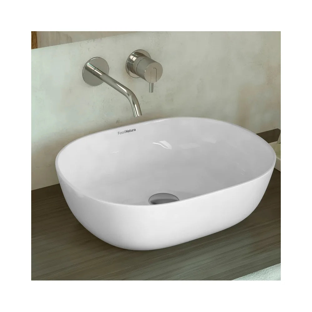 Lavabo Sobre Encimera Yaco Fossil Natura Blanco Brillo - Vista 1