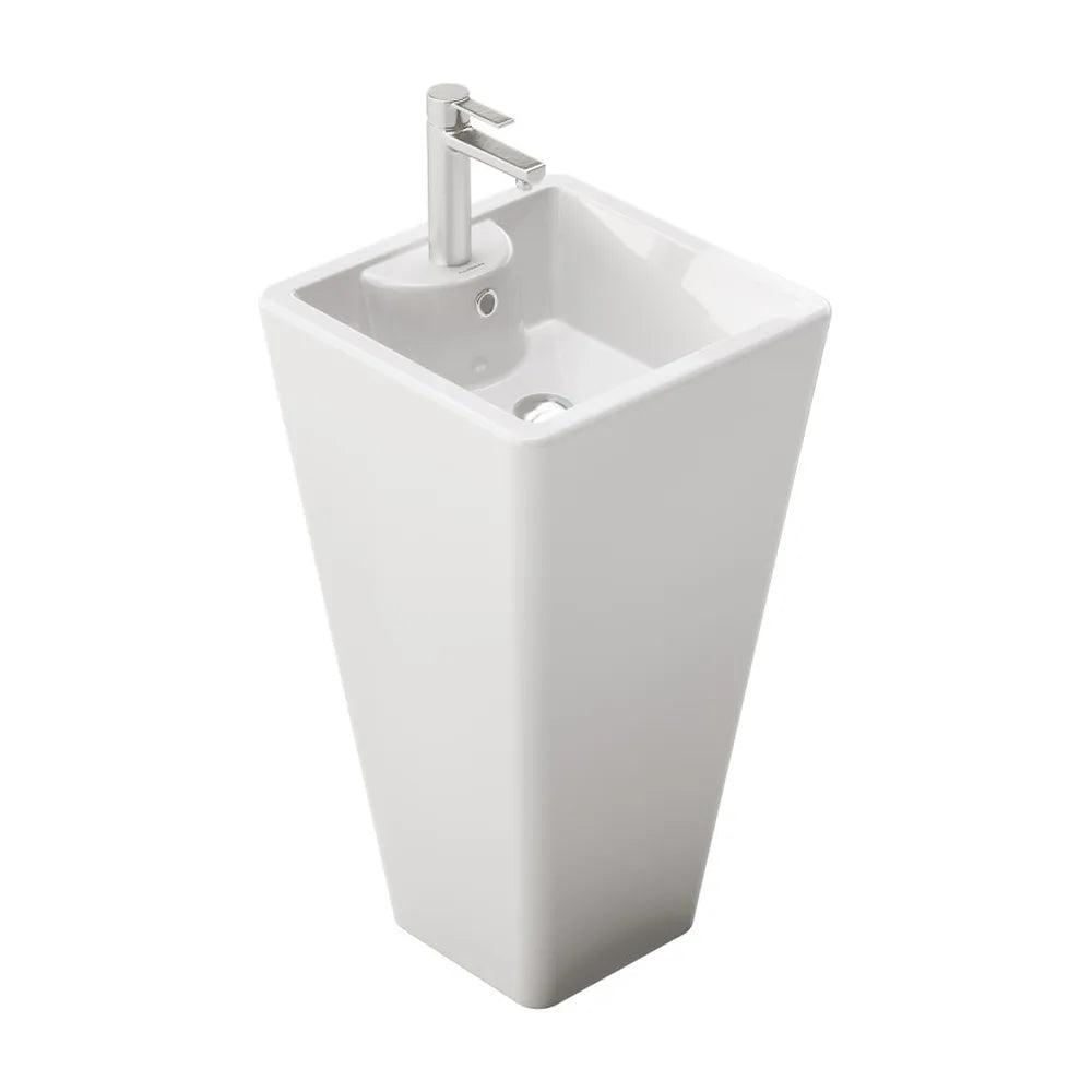 Lavabo con Pedestal Florencia Fossil Natura Blanco Brillo - Vista 1