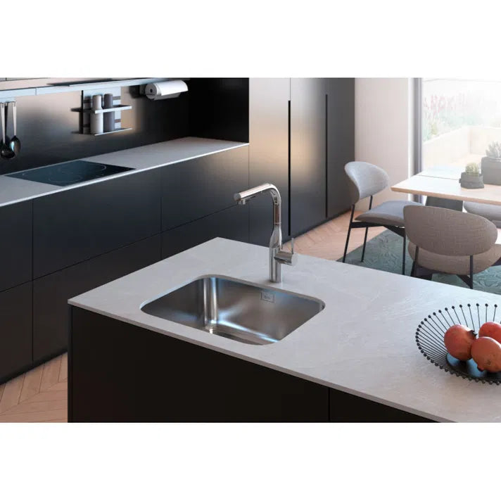 ROCA LISBOA A870M10330 Undermount sink made of stainless steel with valve and drain 