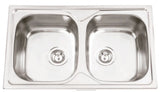 Fregadero cocina con dos senos de acero inoxidable sobreencimera Oki de Aquore