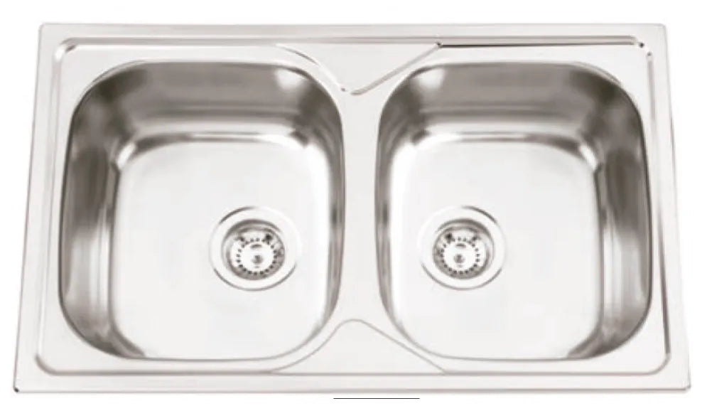 Fregadero cocina con dos senos de acero inoxidable sobreencimera Oki de Aquore 0