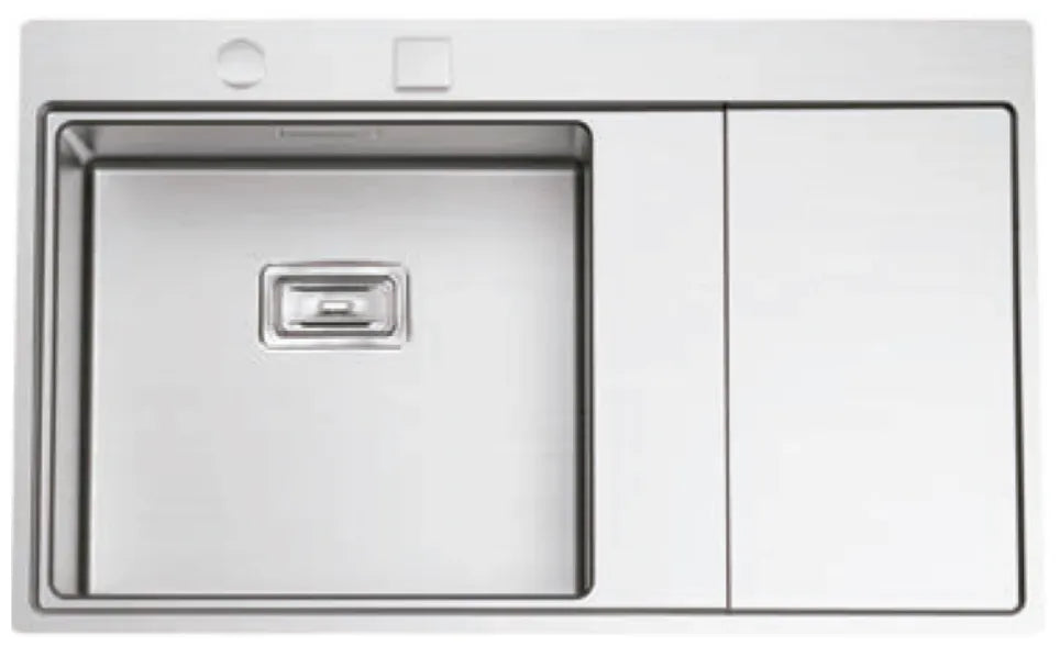 Fregadero de cocina de acero inoxidable con repisa a la derecha bajo encimera cromado Xeron Class de  Aquore 0