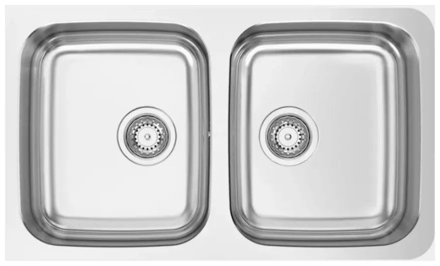 Fregadero de cocina de dos senos de acero inoxidable bajo encimera de Aquore 0