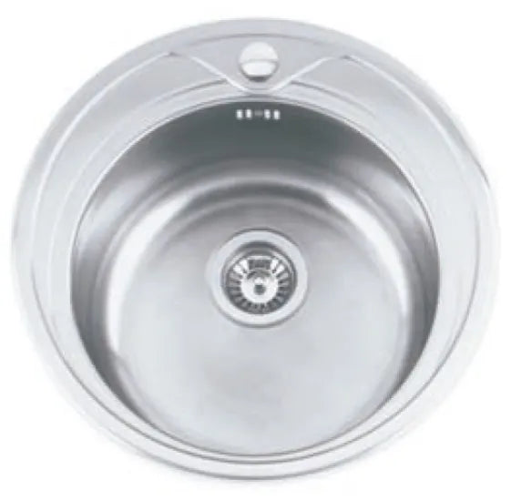 Fregadero de cocina redondo de acero inoxidable sobre encimera de Aquore 0