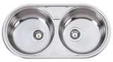 Fregadero de cocina redondo de doble seno de acero inoxidable Duetto de Aquore