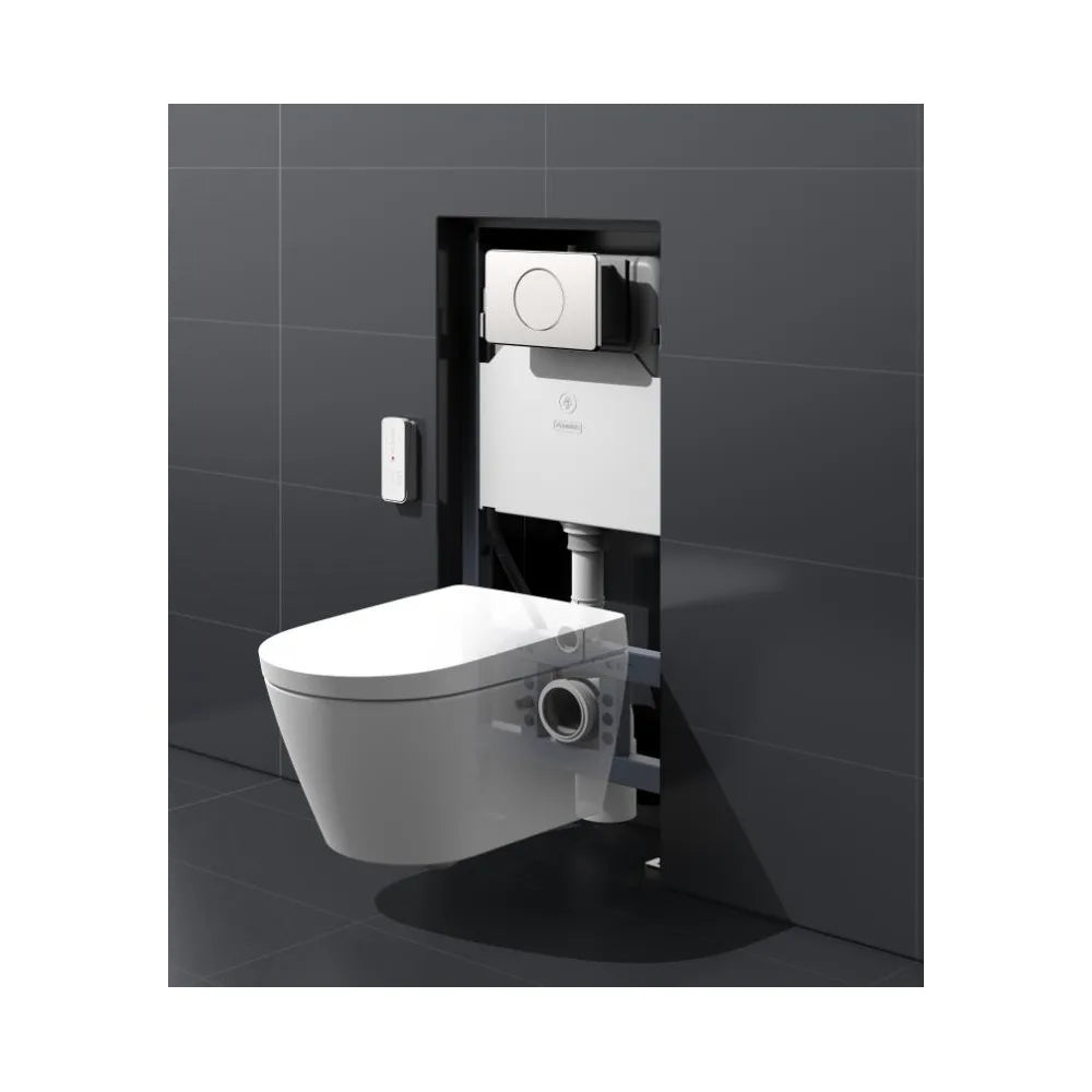 Inodoro Japonés Inteligente Pack de inodoro suspendido inteligente con bastidor y placa pulsadora con acabado cromo Eos Nashi - Vista 8