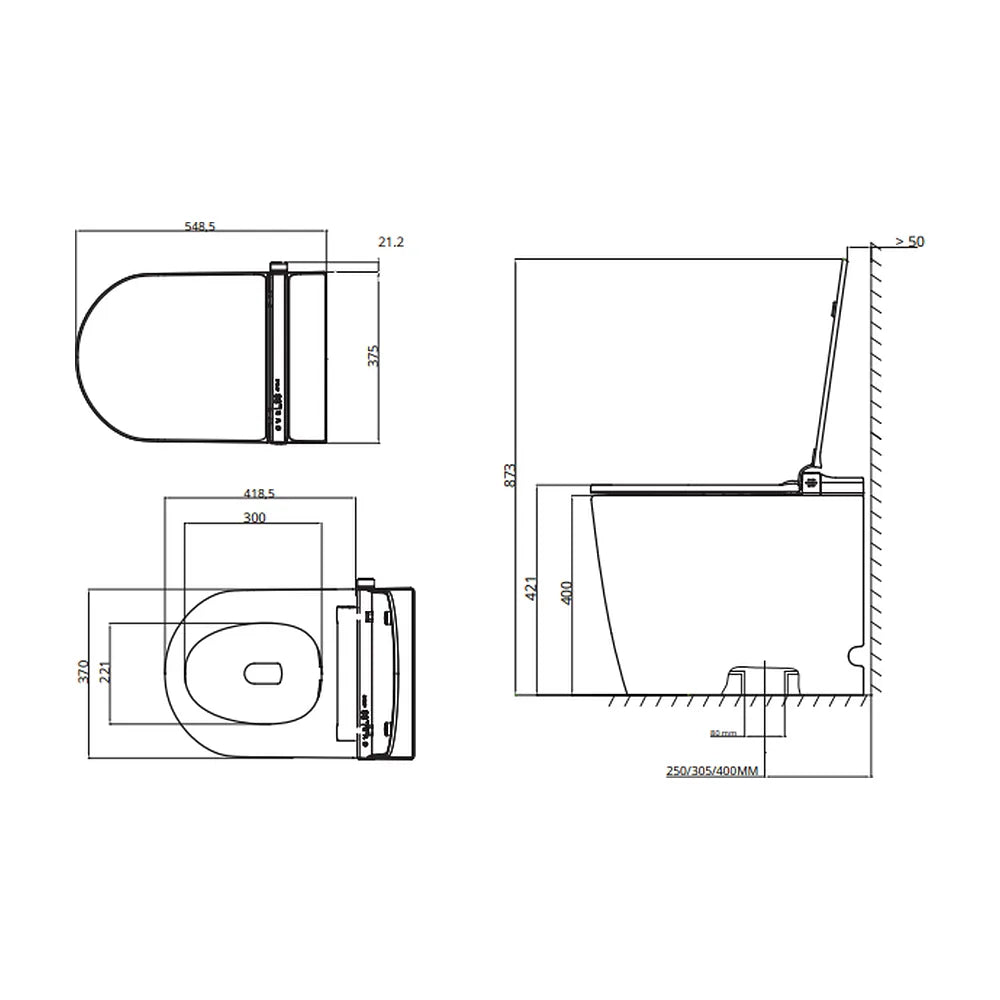 Asiento de Inodoro Inteligente Bidet Inodoro inteligente con asiento calefactable de secado ultra rápido para baño moderno iAnna SE Nashi - Vista 8