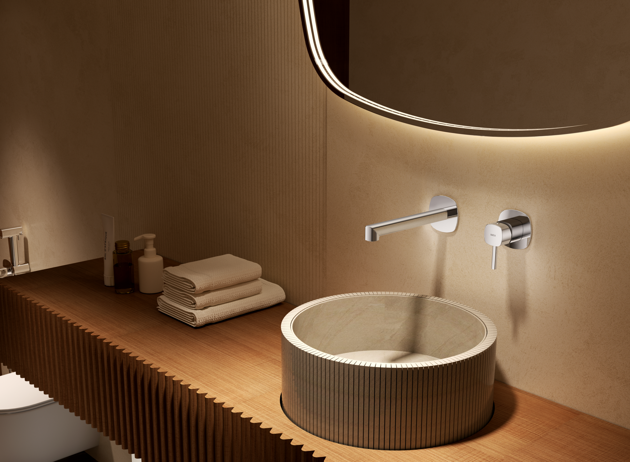 Monomando Empotrado Lavabo Toscana Imex Oro rosa cepillado en ambiente