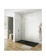 Front shower screen with fixed minimalist panel in tempered glass and aluminum SCREEN by GME
