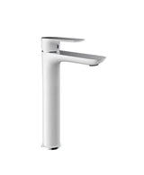Grifo monomando caño alto para lavabo fabricado en latón con un acabado en color blanco Cassio GME