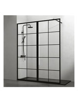 Mampara de ducha de tipo walk-in con 2 paneles fijos de 195 cm de alto SCREEN BLACK CHESS XXL de GME