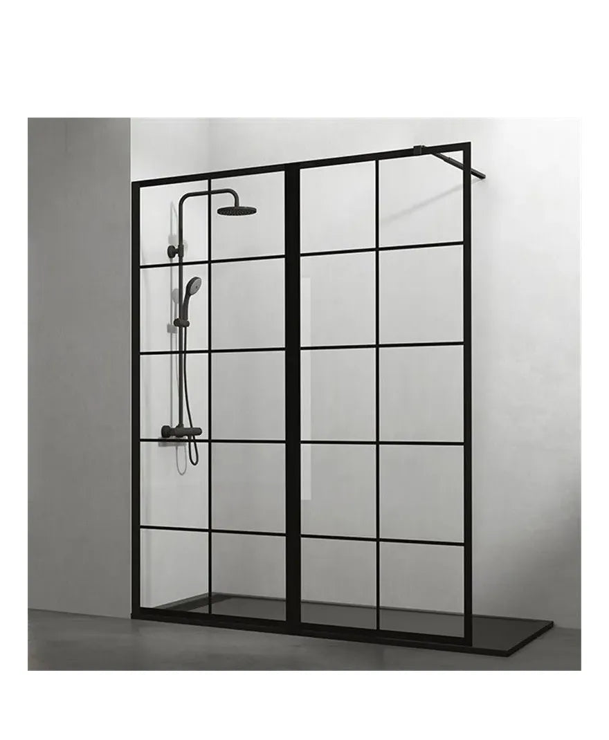 GME SCREEN BLACK CHESS XXL Mampara de chuveiro do tipo walk-in com 2 painéis fixos de 195 cm de altura