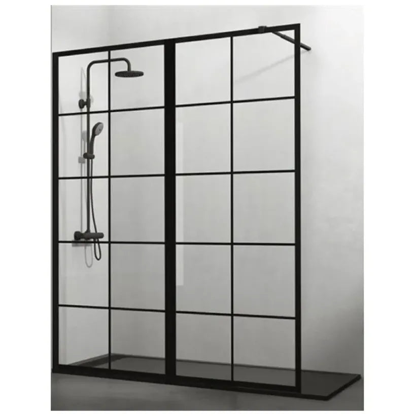 GME SCREEN BLACK CHESS XXL Mampara de chuveiro do tipo walk-in com 2 painéis fixos de 195 cm de altura