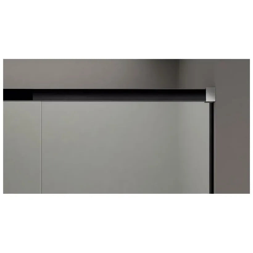GME Basic Mampara angular de ducha com 2 fixos e 1 corrediça com serigrafia Frost Plus e perfis preto fosco