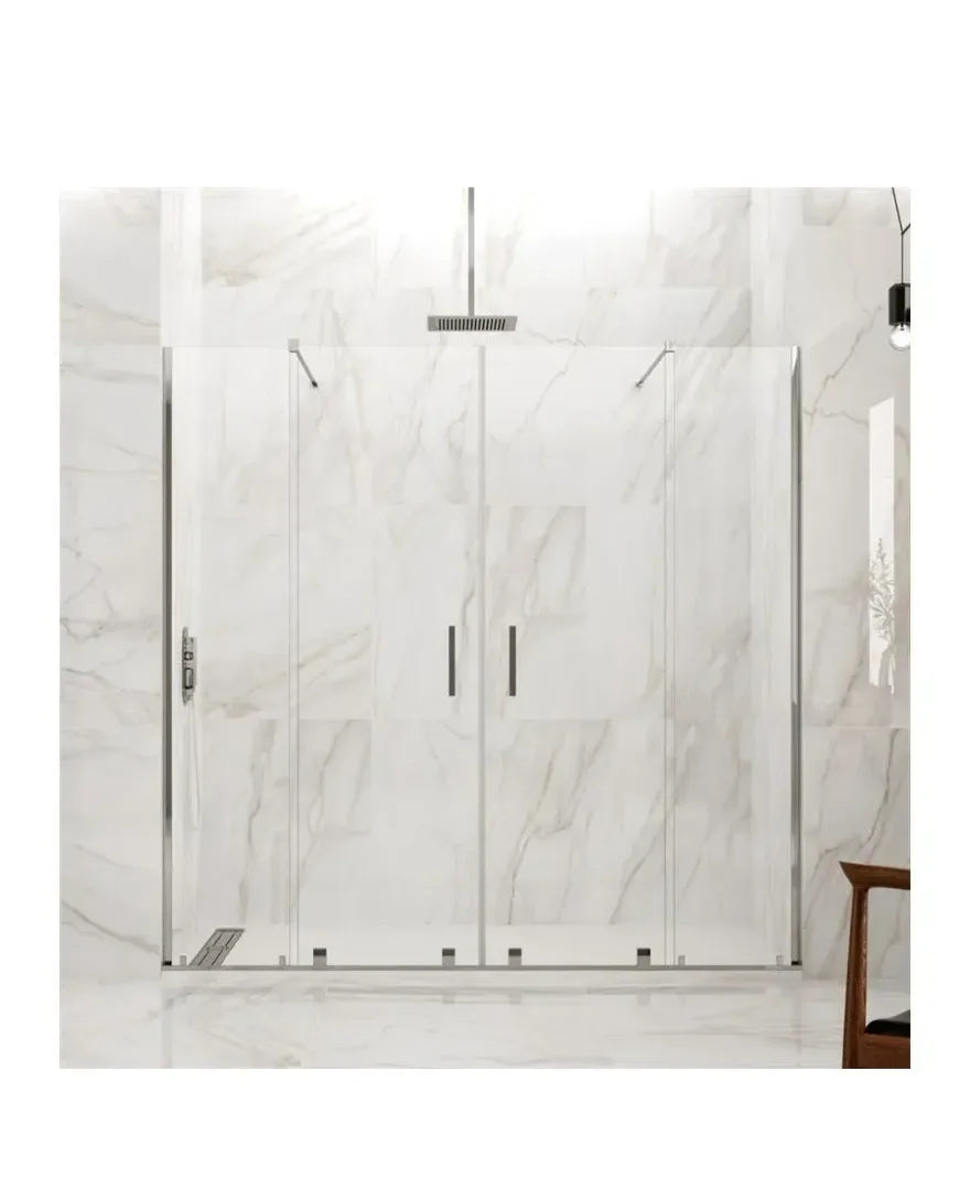 GME VITRO SPAZIO Mampara de ducha de tipo frontal con 2 puertas correderas y 2 hojas fijas