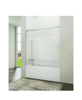 Mampara para bañera frontal con una hoja fija y una corredera de cristal Frost Plus con perfiles cromo Basic GME