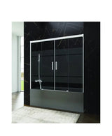 Mampara para bañera frontal con 2 puertas correderas y 2 hojas fijas Frost Plus con perfiles Blancos Basic GME