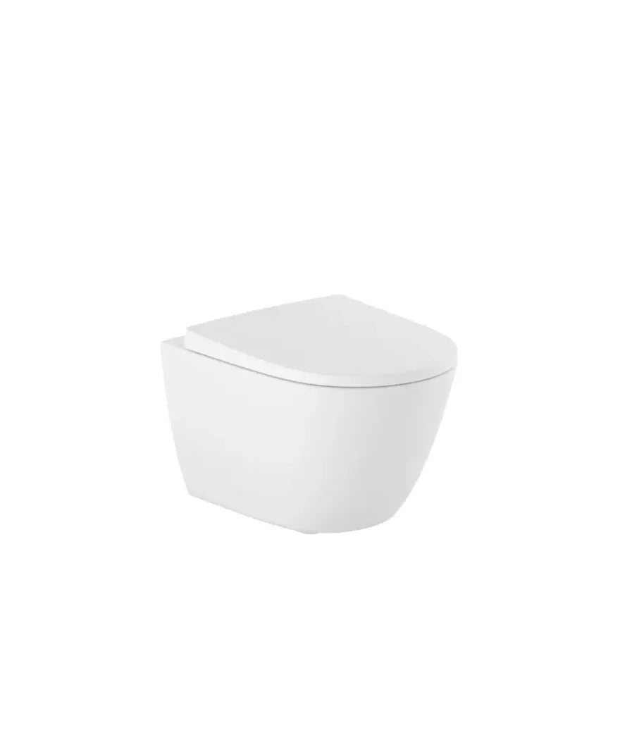 Roca Ona Inodoro suspenso Rimless compacto de 48 cm de profundidade com fixações ocultas branco