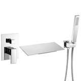 Bathtub faucet square recessed single handle waterfall chrome Tajo by Valaz