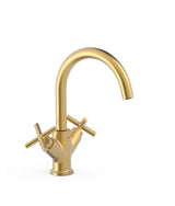 Grifo alto bimando para lavabo con volantes en latón acabado oro mate de MONTBLANC TRES