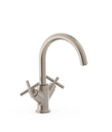 Grifo alto bimando para lavabo de latón con acabado acero MONTBLANC TRES
