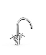 Grifo alto bimando para lavabo de latón con acabado cromado MONTBLANC TRES